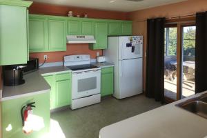 a kitchen with green cabinets and a white refrigerator at 7838 - Wilder View in Frisco +15 photos