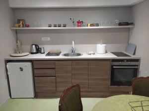 a kitchen with a sink and a counter top at Srna apartmani in Čačak