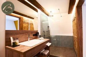a bathroom with a sink and a shower at Bachofer in Waiblingen