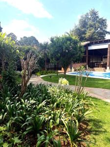 a garden with plants and a swimming pool at Hotel las Caballerizas in Valle de Bravo