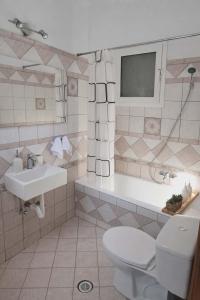 a bathroom with a toilet and a sink and a tub at LD Home in Lixouri