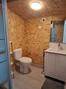 a bathroom with a toilet and a sink at Chez Marie in Le Pallet