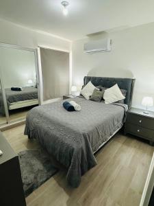 a bedroom with a bed and a large mirror at Residencia tropical jardines 3 in Punta Cana +35 photos