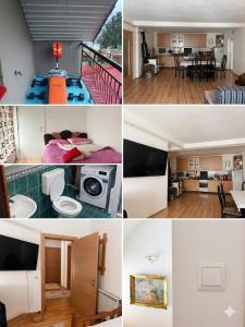 a collage of four pictures of a house at Entire Villa or Rooms! Spacious Villa in Nizepole Hiking, Peace, Private Events in Bitola