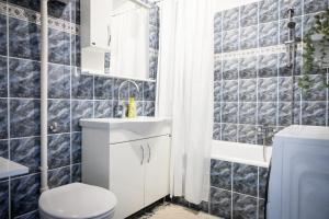 a bathroom with a sink and a toilet and a tub at City Square, center in Subotica +37 photos