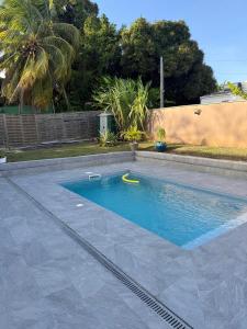 a swimming pool with a toy in the middle at La jolie Villa in Le Lamentin
