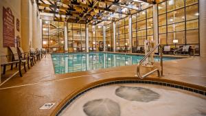 a swimming pool with snow in a building at Bryce View Lodge Part of the Ruby's Inn Resort in Bryce Canyon
