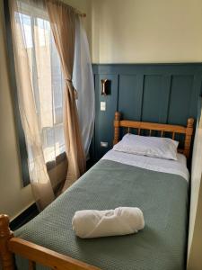 a bedroom with a bed with a towel on it at Bercy in Valdivia