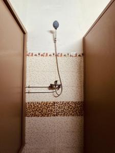 a shower in a bathroom with a shower head at essaouira van hostel in Essaouira
