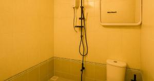 a bathroom with a shower and a toilet at Dhiggaa by H Collection in Huraa