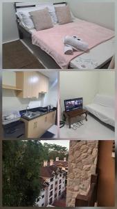a collage of pictures of a bedroom and a bed at Brenthill Condo Ruby unit in Baguio