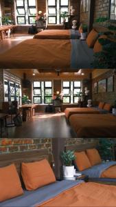 a group of four pictures of a room with beds at Yesterday Homestay Hue in Thôn An Hòa