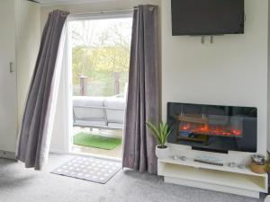 a living room with a fireplace and a television at Unwind 37 - Uk43980 in West Thirston