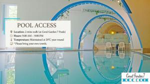a sign that says pool access in a display case at Plus-one from Cg7p in Yomitan
