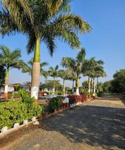 a row of palm trees in a park at Girvana Resorts in Sāsan Gīr