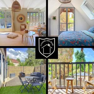 a collage of photos of a house with furniture at Le Balcon des Rois in Dourdan
