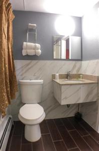 uma casa de banho com um WC e um lavatório em Redfox Motel em Foxborough