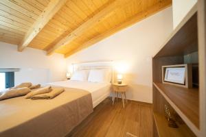 a bedroom with a large bed and a tv at Emmari Luxury Suites in Episkopos +51 photos