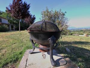 a wheelbarrow sitting on top of a field at Cozy Farmhouse in Casperia with Swimming Pool in Casperia