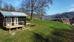 a tiny house on a hill with a tree at Le Nid Douillet du Tacot in Le Thillot