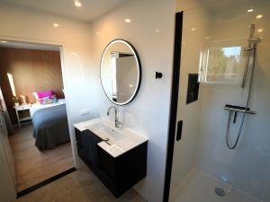 a bathroom with a sink and a mirror at De Sas in Lisse in Lisse +42 photos
