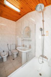 a bathroom with a toilet and a sink and a shower at Casa da Avó Lina by Quantique in Vieira do Minho +16 photos