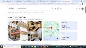 a website with three pictures of a building at Hotel tridev in Manāli