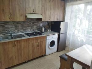 a kitchen with a washing machine and a washer at Vadamar Apartment in Sisian