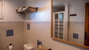 a bathroom with a toilet and a mirror at Igeldo in Orio +26 photos