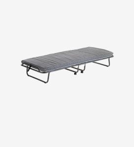 a bed frame with a mattress on a white background at Stylish Gem in Kandersteg