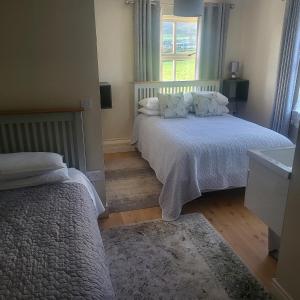 a bedroom with two beds and a window at Eask View Dingle - Room Only in Dingle