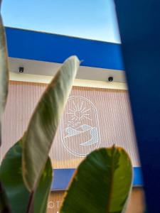 a plant with a drawing of a sun on a desk at Hotel Dunas e Lençóis in Barreirinhas