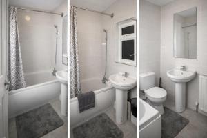 two pictures of a bathroom with a sink and a toilet at EMGS property ltd in Liverpool +10 photos