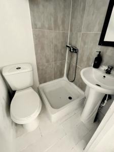 a bathroom with a toilet and a sink at Paioneal Hostel l Spa Jacuzzi Sauna in El Quisco +48 photos