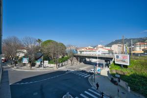 a view of a street with a bridge and a city at Nissa la bella in Nice
