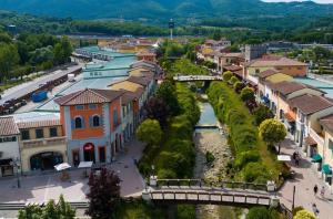 an aerial view of a town with a bridge at Casa Camelia in Scarperia