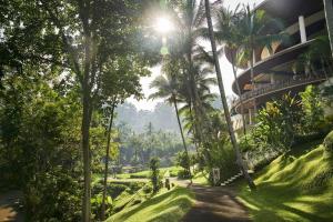 Blick auf ein Resort mit Palmen in der Unterkunft Four Seasons Resort Bali at Sayan in Ubud