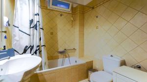a bathroom with a sink and a toilet and a tub at Filoxenia in Alepou