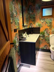 a bathroom with a sink and a toilet at El Grouso in Blenheim