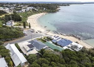 an aerial view of a beach with houses and the water at Norah Beach Shack 2 in Norah