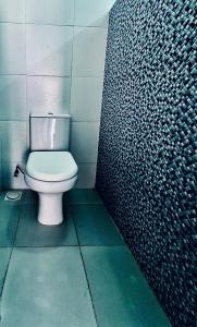 a bathroom with a white toilet in a stall at CAAA Youth Hostel in Kibanguni