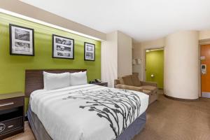 a hotel room with a bed and a chair at Sleep Inn at Greenville Convention Center in Greenville