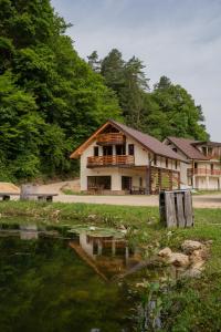 a house next to a body of water at Ribnik Stari trg in Lesično