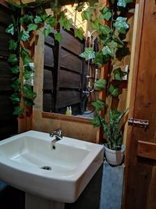 a bathroom with a sink and a mirror at The Cliff Lodge Ella in Ella +53 photos