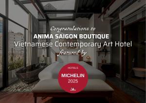 a sign for anemia saloon boutique vienna contemporary art hotel at Amanaki Thao Dien in Ho Chi Minh City