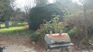 a toaster sitting on a grill in a garden at Werreufer 2 Schlafzimmer in Detmold