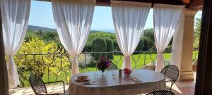 a table and chairs on a balcony with a view at Villa Lilly 2 in Punta Molara