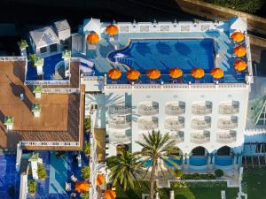 an aerial view of a resort with a swimming pool at Palazzo Manzi Terme & Spa in Casamicciola Terme
