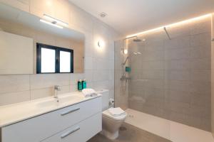 a bathroom with a sink and a toilet and a shower at Ereza Suites in Arrecife