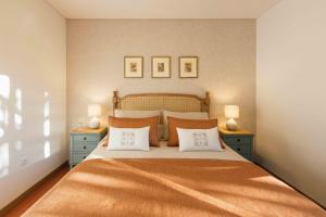 a bedroom with a large bed with two night stands at Casas da Memória in Tarouca